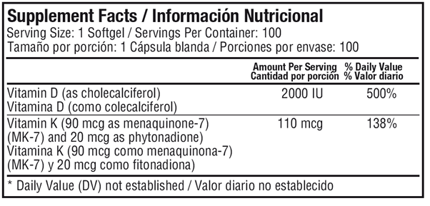 Duovit vitamina D y vitamina  K 100 capsulas